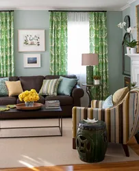 Combination of green in the living room interior photo