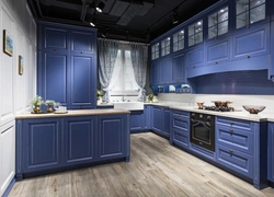 Kitchen interior in blue style