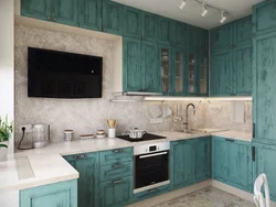 Light Turquoise Kitchen In The Interior