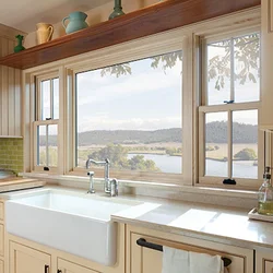 Kitchen design in a house with a window