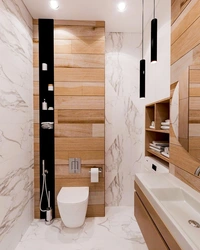 Bathroom with wood elements photo