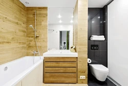 Bathroom with wood elements photo