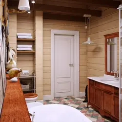 Bathroom in a timber house interior