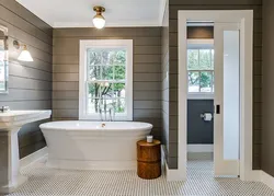 Bathroom in a timber house interior