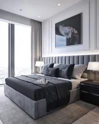 Gray Bedroom With White Furniture Photo