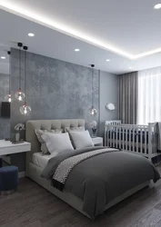 Gray bedroom with white furniture photo