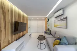 Living room interior narrow and long