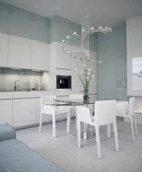 Photo Kitchen Living Room In White Photo
