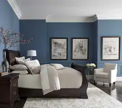 Сине серый дизайн спальни