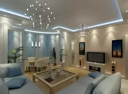 False ceiling in the living room interior photo