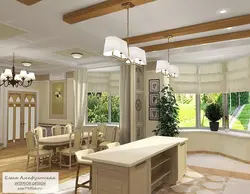Living room combined with kitchen in a country house photo