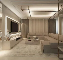 Renovation of living room design in apartment modern