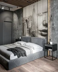 Bedroom design photo in modern loft style