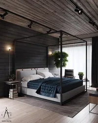 Bedroom design photo in modern loft style