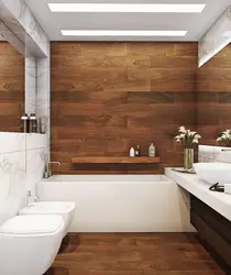 Bath Design With Marble Tiles And Wood
