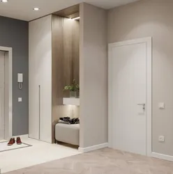 Combination of gray with other colors in the interior of the hallway