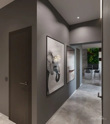 Combination Of Gray With Other Colors In The Interior Of The Hallway