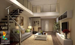 Photo Of Living Room Interior With Stairs