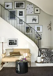 Photo of living room interior with stairs