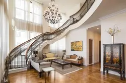 Photo of living room interior with stairs