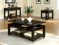 Coffee table in the living room interior photo