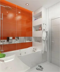 Интерьер ванной с оранжевым