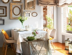 Wall above the table in the kitchen design