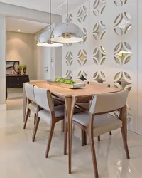 Wall above the table in the kitchen design