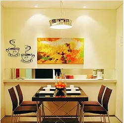 Wall above the table in the kitchen design