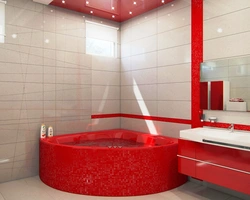 Red Tiles In The Bathroom Interior