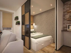 Design of a one-room apartment with sleeping area zoning