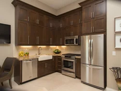 Kitchen interior with brown facades
