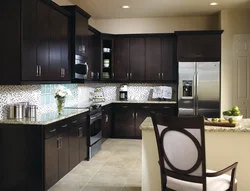 Kitchen interior with brown facades