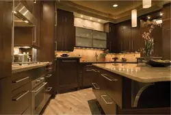 Kitchen Interior With Brown Facades