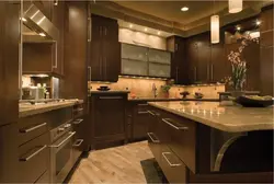 Kitchen interior with brown facades