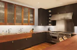 Kitchen interior with brown facades