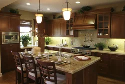 Kitchen Interior With Brown Facades
