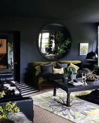 Living room in dark color photo