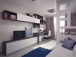 Design of a bedroom with a living room two in one 18 m photo