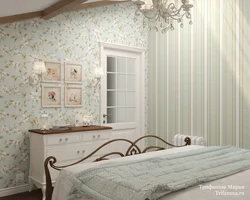 Wallpaper for the bedroom in the interior real photos