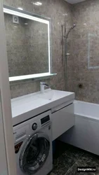 Bathtubs in Khrushchev buildings design photo with washing machine