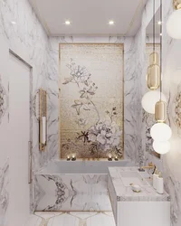 Small bathroom in marble tiles photo