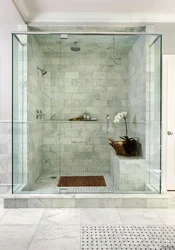 Плиткалық душ фото дизайны бар ванна бөлмесі