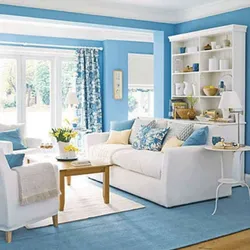 Blue living room design photo