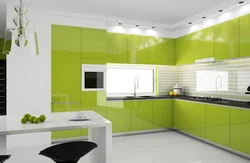 Kitchen design in green tone photo