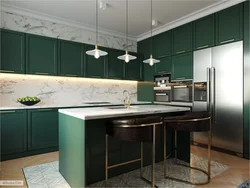 Kitchen design in green tone photo