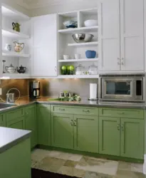 Дызайн кухні ў зялёным тоне фота