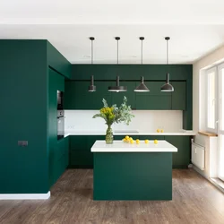 Kitchen design in green tone photo