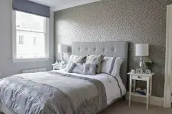 Gray Wallpaper In The Bedroom Interior Photo Combination