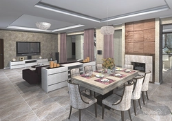 Kitchen dining room living room home interior